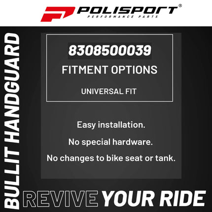 Polisport Bullit Handguard for Motocross Motorcycles-Universal Handguard Shield - Durable, Flexible, Easy to Install, Supermoto, Motard, Dirt Bikes & Off-Road Protection- Black