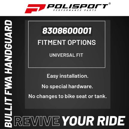 Polisport Bullit Full Wrap-Around Handguard for Motocross Motorcycles-Universal Repair Handguard - Durable, Flexible, Easy to Install, Supermoto, Motard, Dirt Bikes & Off-Road Protection- Black
