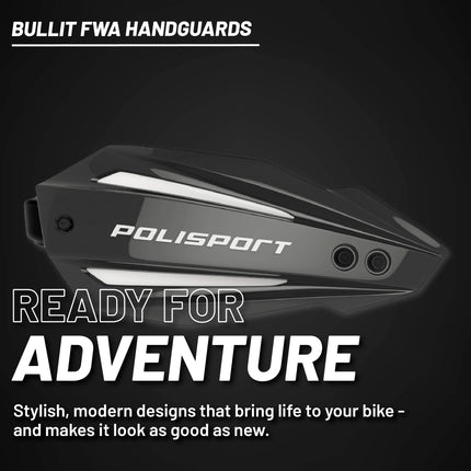 Polisport Bullit Full Wrap-Around Handguard for Motocross Motorcycles-Universal Repair Handguard - Durable, Flexible, Easy to Install, Supermoto, Motard, Dirt Bikes & Off-Road Protection- Black