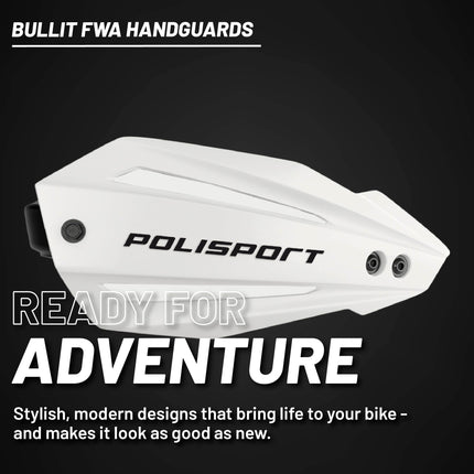 Polisport Bullit Full Wrap-Around Handguard for Motocross Motorcycles-Universal Repair Handguard - Durable, Flexible, Easy to Install, Supermoto, Motard, Dirt Bikes & Off-Road Protection- White