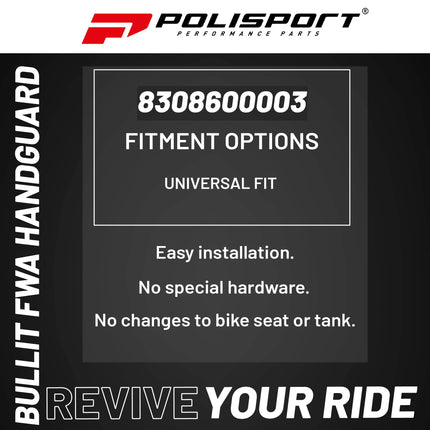 Polisport Bullit Full Wrap-Around Handguard for Motocross Motorcycles-Universal Repair Handguard - Durable, Flexible, Easy to Install, Supermoto, Motard, Dirt Bikes & Off-Road Protection- Orange