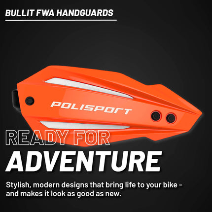 Polisport Bullit Full Wrap-Around Handguard for Motocross Motorcycles-Universal Repair Handguard - Durable, Flexible, Easy to Install, Supermoto, Motard, Dirt Bikes & Off-Road Protection- Orange