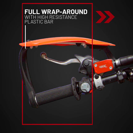 Polisport Bullit Full Wrap-Around Handguard for Motocross Motorcycles-Universal Repair Handguard - Durable, Flexible, Easy to Install, Supermoto, Motard, Dirt Bikes & Off-Road Protection- Orange