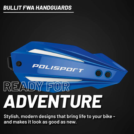 Polisport Bullit Full Wrap-Around Handguard for Motocross Motorcycles-Universal Repair Handguard - Durable, Flexible, Easy to Install, Supermoto, Motard, Dirt Bikes & Off-Road Protection- Blue