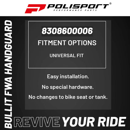 Polisport Bullit Full Wrap-Around Handguard for Motocross Motorcycles-Universal Repair Handguard - Durable, Flexible, Easy to Install, Supermoto, Motard, Dirt Bikes & Off-Road Protection- Red