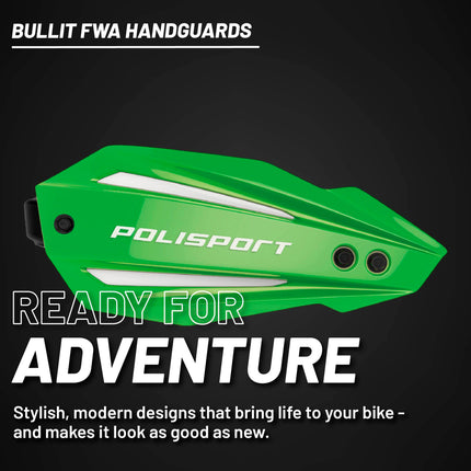 Polisport Bullit Full Wrap-Around Handguard for Motocross Motorcycles-Universal Repair Handguard - Durable, Flexible, Easy to Install, Supermoto, Motard, Dirt Bikes & Off-Road Protection- Green