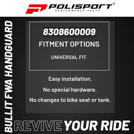 Polisport Bullit Full Wrap-Around Handguard for Motocross Motorcycles-Universal Repair Handguard - Durable, Flexible, Easy to Install, Supermoto, Motard, Dirt Bikes & Off-Road Protection- Yellow