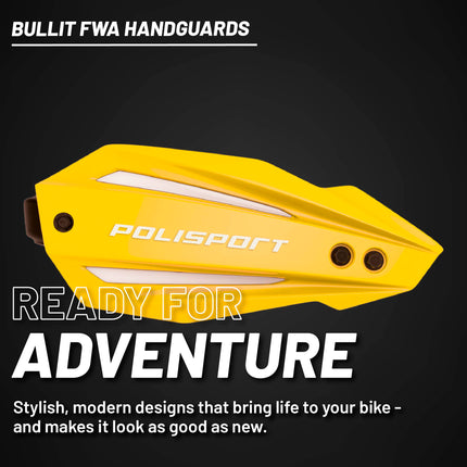 Polisport Bullit Full Wrap-Around Handguard for Motocross Motorcycles-Universal Repair Handguard - Durable, Flexible, Easy to Install, Supermoto, Motard, Dirt Bikes & Off-Road Protection- Yellow
