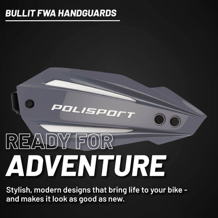 Polisport Bullit Full Wrap-Around Handguard for Motocross Motorcycles-Universal Repair Handguard - Durable, Flexible, Easy to Install, Supermoto, Motard, Dirt Bikes & Off-Road Protection- Nardo Grey