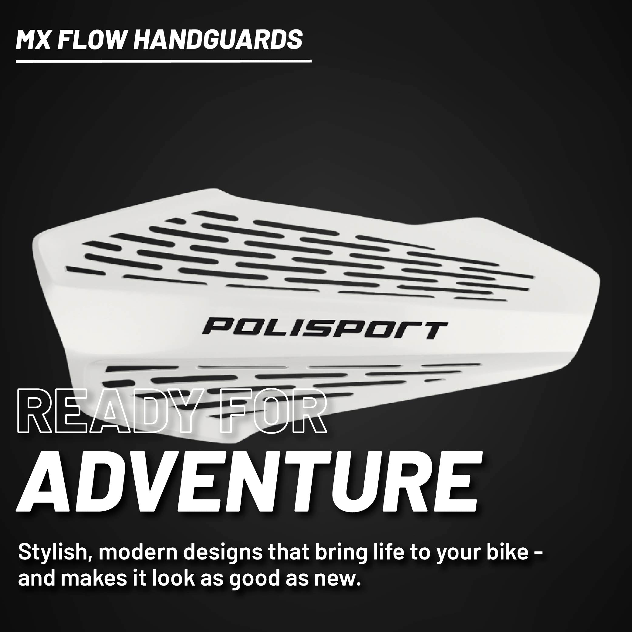 Polisport MX Force Handguard with Universal Mounting System, Highly Ventilated, Lightweight Design, Adjustable Positions, Full Wrap-Around Conversion (White)