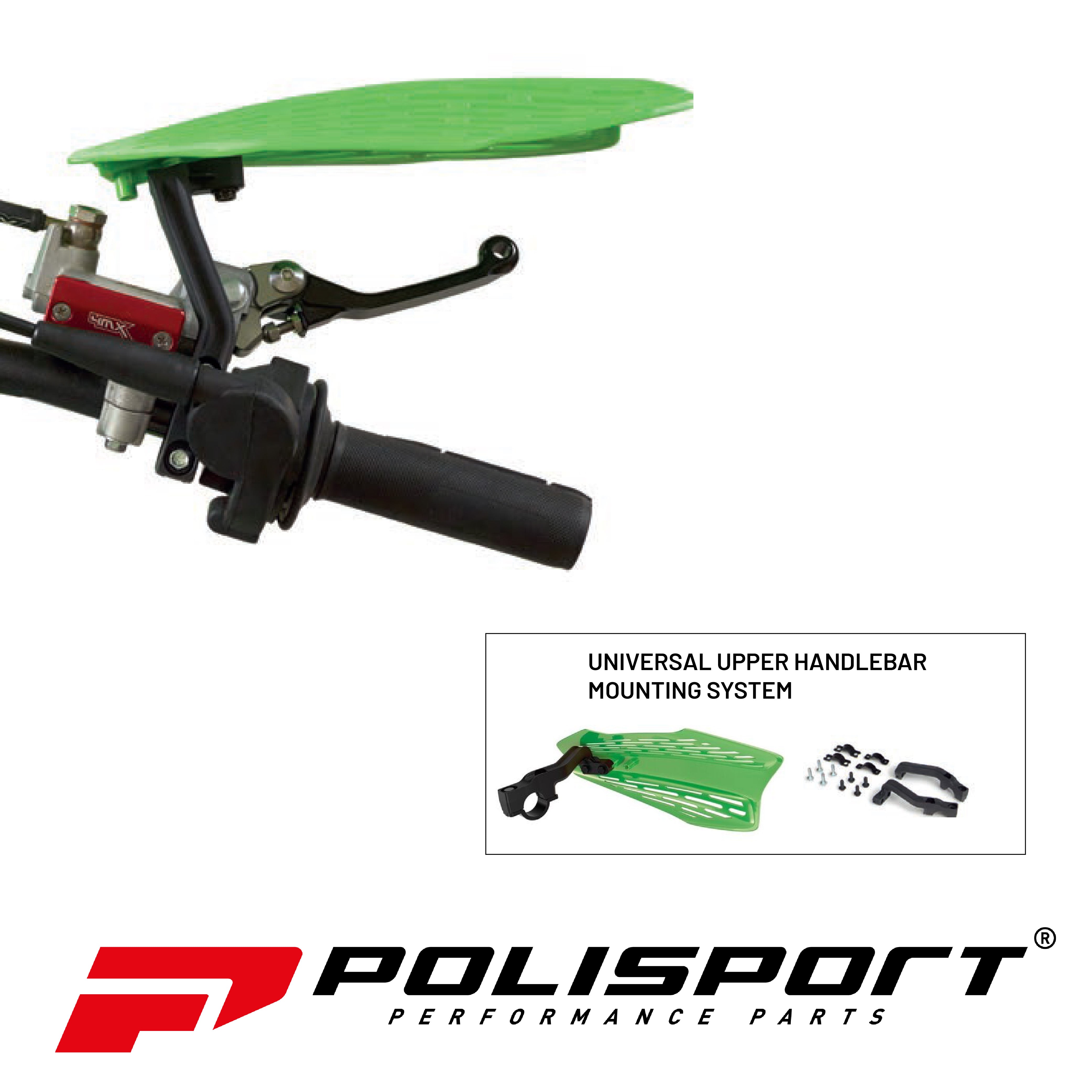 Polisport MX Force Handguard with Universal Mounting System, Highly Ventilated, Lightweight Design, Adjustable Positions, Full Wrap-Around Conversion (White)