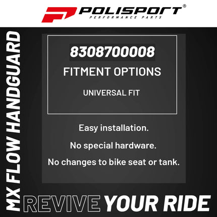 Polisport MX Force Handguard for Motocross Motorcycles-Universal Repair Handguard - Durable, Flexible, Easy to Install, Supermoto, Motard, Dirt Bikes & Off-Road Protection- Nardo Grey