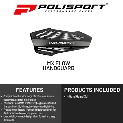 Polisport MX Force Handguard for Motocross Motorcycles-Universal Handguard Shield - Durable, Flexible, Easy to Install, Supermoto, Motard, Dirt Bikes & Off-Road Protection- Black
