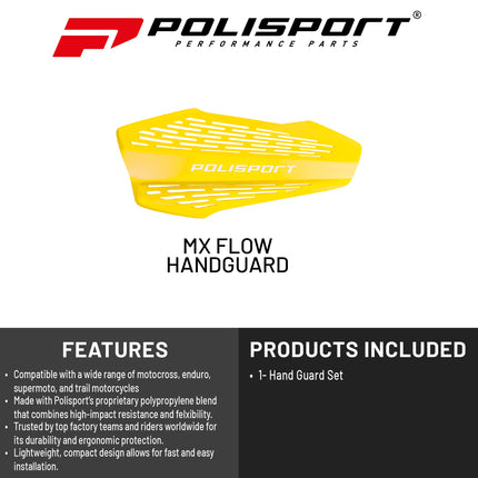 Polisport MX Force Handguard for Motocross Motorcycles-Universal Handguard Shield- Durable, Flexible, Easy to Install, Supermoto, Motard, Dirt Bikes & Off-Road Protection- Yellow