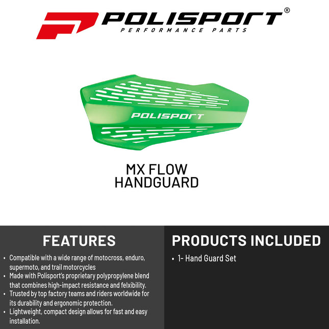 Polisport MX Force Handguard for Motocross Motorcycles-Universal Handguard Shield- Durable, Flexible, Easy to Install, Supermoto, Motard, Dirt Bikes & Off-Road Protection- Green