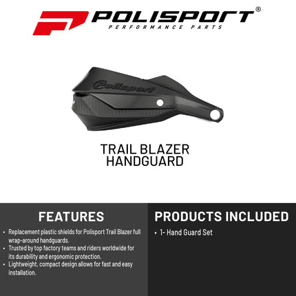 Polisport Trail Blazer Handguard for Motocross - Universal Handguard Shield - Full Wrap-Around for Extreme Riding Condition, Made from 6061 T6 Aluminum for SM, Motard & Dirt Bikes- Black
