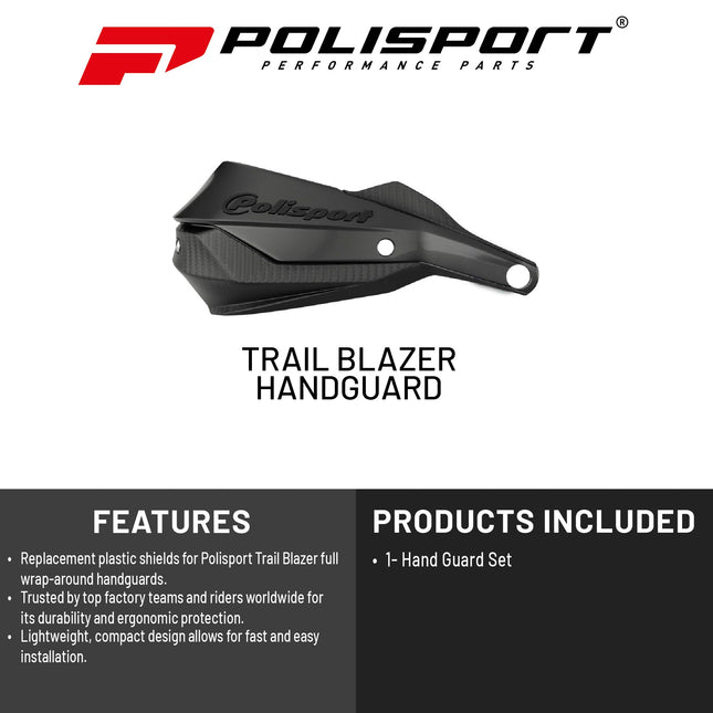 Polisport Trail Blazer Handguard for Motocross - Universal Handguard Shield - Full Wrap-Around for Extreme Riding Condition, Made from 6061 T6 Aluminum for SM, Motard & Dirt Bikes- Black