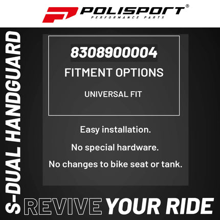 Polisport S-Dual Handguard for Motocross Motorcycles-Universal Repair Handguard - Durable, Flexible, Easy to Install, Supermoto, Motard, Dirt Bikes & Off-Road Protection- Orange
