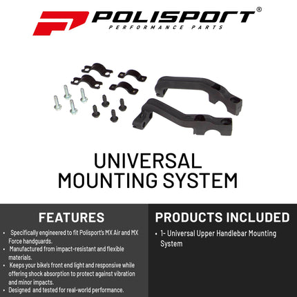 Polisport MX Air & MX Force Handguard Mounting Kit For Motocross MX Motorcycles - Durable, Easy to Install, Flexible - Black