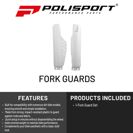 Polisport Fork Protector for Honda CRF150R (2007-Present) - OEM White, Durable Impact-Resistant Plastic, Easy Installation, Motorcycle Fork Guard Accessory