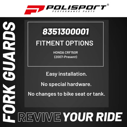 Polisport Fork Protector for Honda CRF150R (2007-Present) - OEM White, Durable Impact-Resistant Plastic, Easy Installation, Motorcycle Fork Guard Accessory