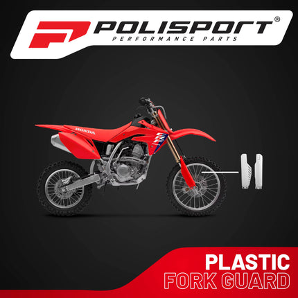 Polisport Fork Protector for Honda CRF150R (2007-Present) - OEM White, Durable Impact-Resistant Plastic, Easy Installation, Motorcycle Fork Guard Accessory
