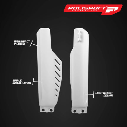 Polisport Fork Protector for Honda CRF150R (2007-Present) - OEM White, Durable Impact-Resistant Plastic, Easy Installation, Motorcycle Fork Guard Accessory
