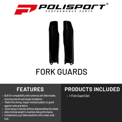 Polisport Fork Guards for Honda CRF250R (2010) / CRF450R (2009–2010) Black, OEM Fit – Durable Gloss Polypropylene – Impact & Abrasion Resistant – Easy Bolt-On Installation