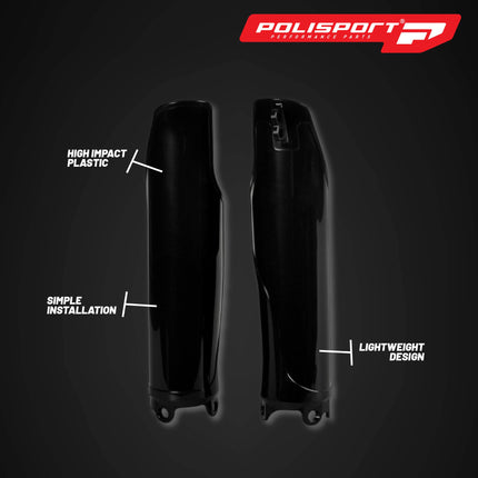 Polisport Fork Guards for Honda CRF250R (2010) / CRF450R (2009–2010) Black, OEM Fit – Durable Gloss Polypropylene – Impact & Abrasion Resistant – Easy Bolt-On Installation