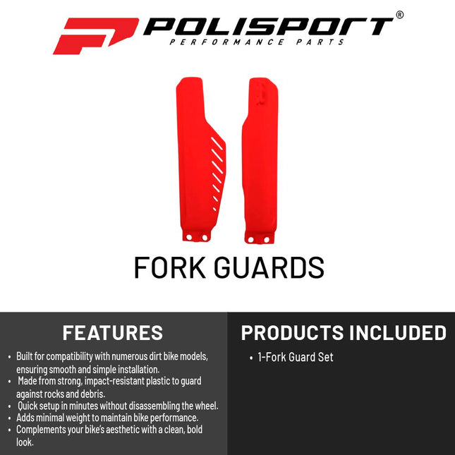 Polisport Fork Guards for Honda CRF250R, CRF450R, CRF450RX (2019-2025) Red,  Durable Off-Road Fork Protectors