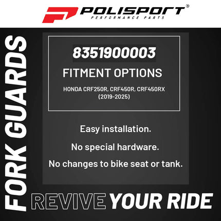 Polisport Fork Guards for Honda CRF250R, CRF450R, CRF450RX (2019-2025) Red,  Durable Off-Road Fork Protectors