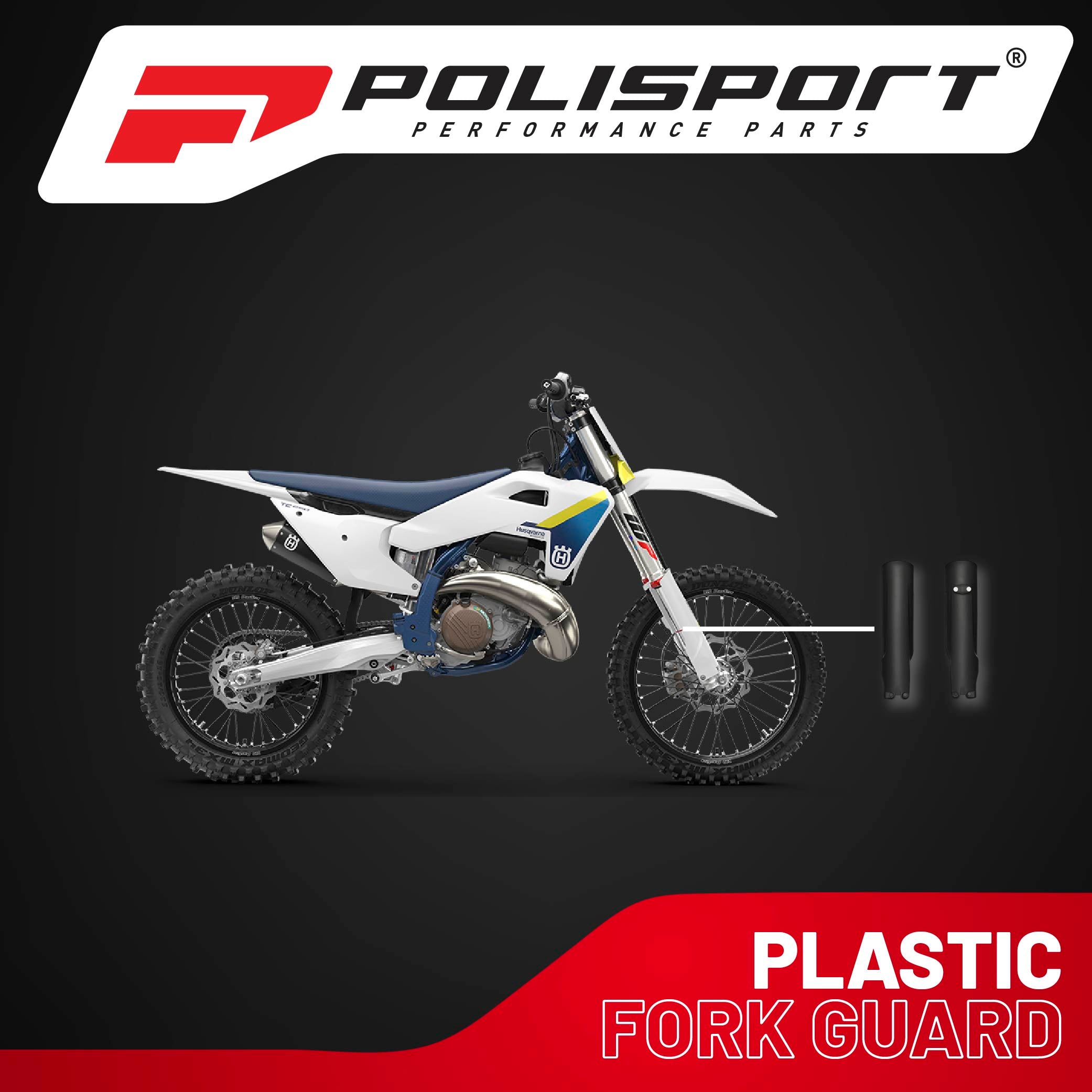 Polisport  Black Fork Guards for KTM SX/XC and Husqvarna TC/TE/FC/FE (2023–2025) – OEM Fit – Durable Gloss Polypropylene – Roost & Debris Protection – Easy Bolt-On Installation 8352500002