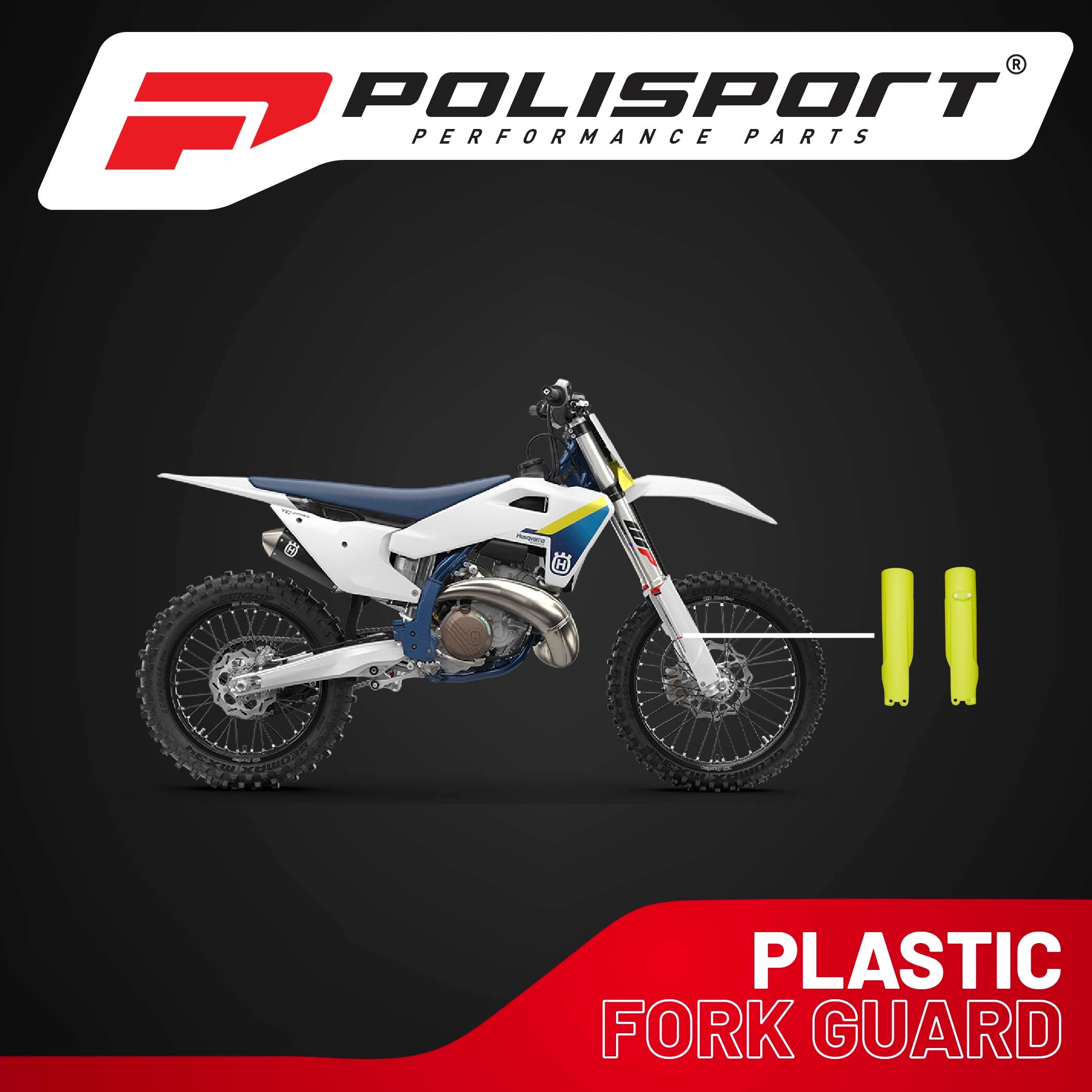 Polisport  Yellow, Fork Guards for KTM SX/XC and Husqvarna TC/TE/FC/FE (2023