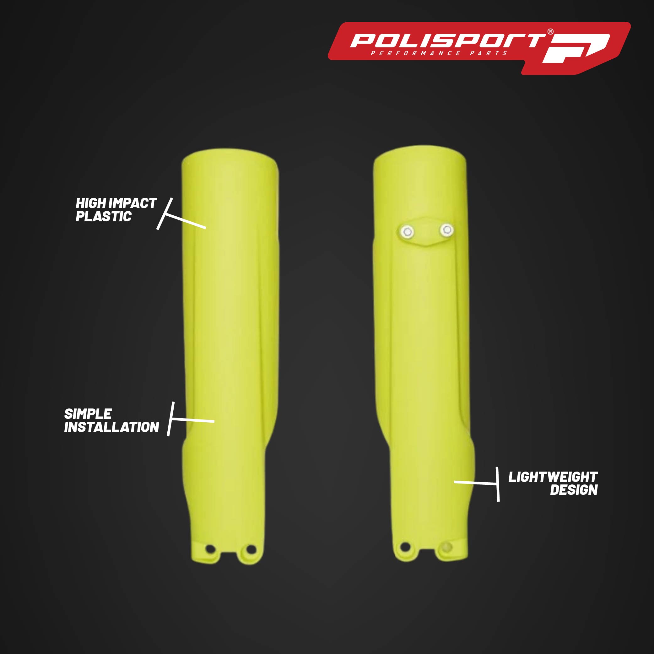 Polisport  Yellow, Fork Guards for KTM SX/XC and Husqvarna TC/TE/FC/FE (2023
