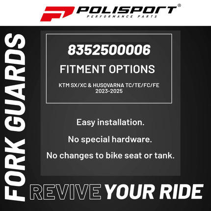 Polisport  Flo Orange, Fork Guards for KTM SX/XC and Husqvarna TC/TE/FC/FE (2023–2025) – OEM Fit – Durable Gloss Polypropylene – Roost & Debris Protection – Easy Bolt-On Installation 8352500006