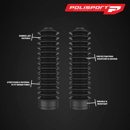 Polisport Fork Boots Enduro 215x28 - Stretchable Rubber-Like Motorcycle Fork Guards for Superior Protection, Fits Various Bike Models, 215mm x 28mm x 50mm-Black