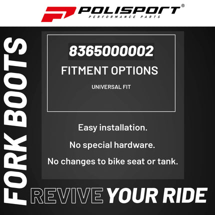 Polisport Universal Fork Boots Enduro, 430mm Length x 41mm Top x 58mm Bottom, Durable Rubber-Like Material, Pair for Motocross and Off-Road Motorcycles, Blue