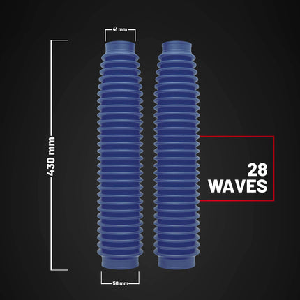 Polisport Universal Fork Boots Enduro, 430mm Length x 41mm Top x 58mm Bottom, Durable Rubber-Like Material, Pair for Motocross and Off-Road Motorcycles, Blue