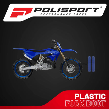 Polisport Universal Fork Boots Enduro, 430mm Length x 41mm Top x 58mm Bottom, Durable Rubber-Like Material, Pair for Motocross and Off-Road Motorcycles, Blue