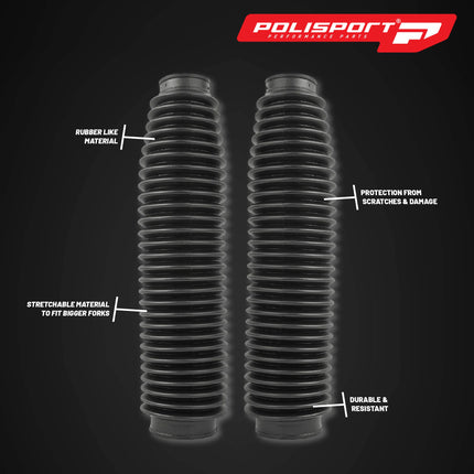 Polisport Universal Fork Boots Enduro, 430mm Length x 41mm Top x 58mm Bottom, Durable Rubber-Like Material, Pair for Motocross and Off-Road Motorcycles, Black