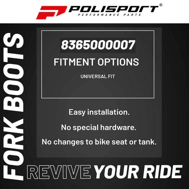 Polisport Universal Fork Boots Enduro, 430mm Length x 41mm Top x 58mm Bottom, Durable Rubber-Like Material, Pair for Motocross and Off-Road Motorcycles, Red