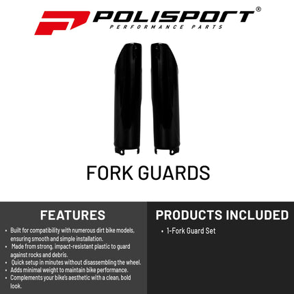 Polisport Fork Guards for Honda CRF 450R (2002-2003) CR 500R (1995-2002) & CR 125R/250R (1995-2003) - OEM Quality for Superior Fit & Durable Protection - Black
