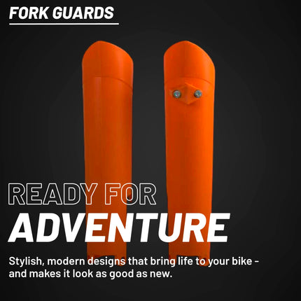 Polisport Fork Guards for KTM 125SX/150SX/150XC/200XC/200XCW/250SX/250SXF (2008-2015), CRF450R (2002-2003) - Durable Gloss Polypropylene, Orange, Pair for Motocross & Enduro Bikes