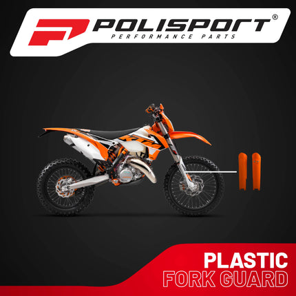Polisport Fork Guards for KTM 125SX/150SX/150XC/200XC/200XCW/250SX/250SXF (2008-2015), CRF450R (2002-2003) - Durable Gloss Polypropylene, Orange, Pair for Motocross & Enduro Bikes