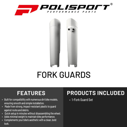 Polisport OEM Quality Fork Guards for Husqvarna TE/FE/TC/FC & KTM SX/XC/EXC Models -White-Durable, Impact-Resistant Replacement Plastic