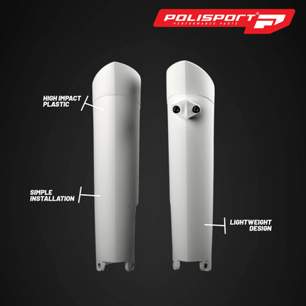 Polisport OEM Quality Fork Guards for Husqvarna TE/FE/TC/FC & KTM SX/XC/EXC Models -White-Durable, Impact-Resistant Replacement Plastic