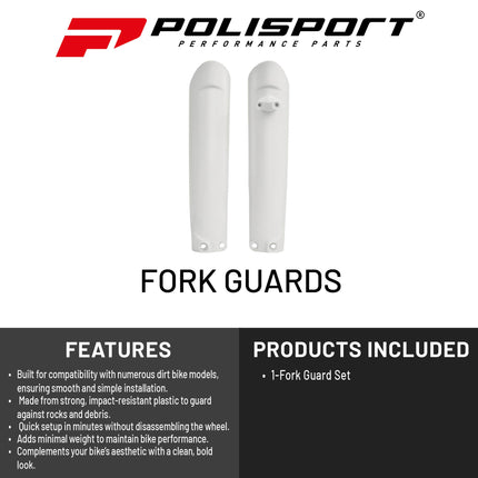 Polisport OEM-Quality Fork Guards – White – KTM SX/XC/XC‑F (2015‑2022), EXC/EXC‑F/XC‑W (2016‑2023) & Husqvarna TC/FC/TE/FE (2016‑2023) – Durable Gloss Polypropylene