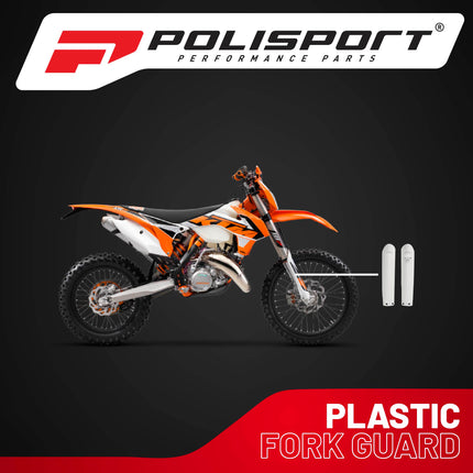 Polisport OEM-Quality Fork Guards – White – KTM SX/XC/XC‑F (2015‑2022), EXC/EXC‑F/XC‑W (2016‑2023) & Husqvarna TC/FC/TE/FE (2016‑2023) – Durable Gloss Polypropylene