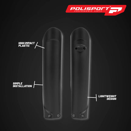 Polisport Fork Guards Black 8398600003 - Fits KTM SX SX-F EXC XC XC-W 125-530cc (2007-2021) - OEM Quality Injection-Molded Plastic - Durable, Lightweight, Easy Install