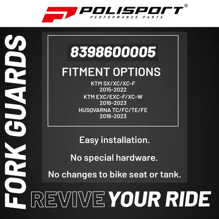 Polisport OEM‑Quality Fork Guards – Orange – Durable Gloss Polypropylene – Direct Replacement for KTM/Husqvarna Models (Part #8398600005)